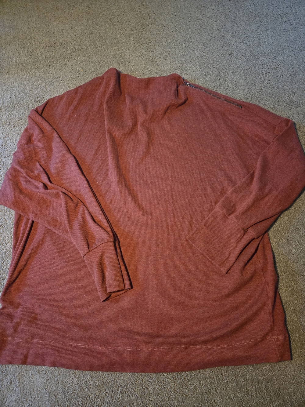 Women's Long Sleeve Mock Neck Shirt - Rust